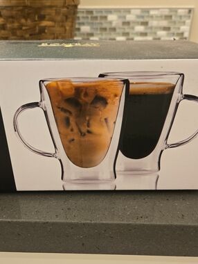 Bombay Clear Double-Wall Glass Mugs - Transparent Pair